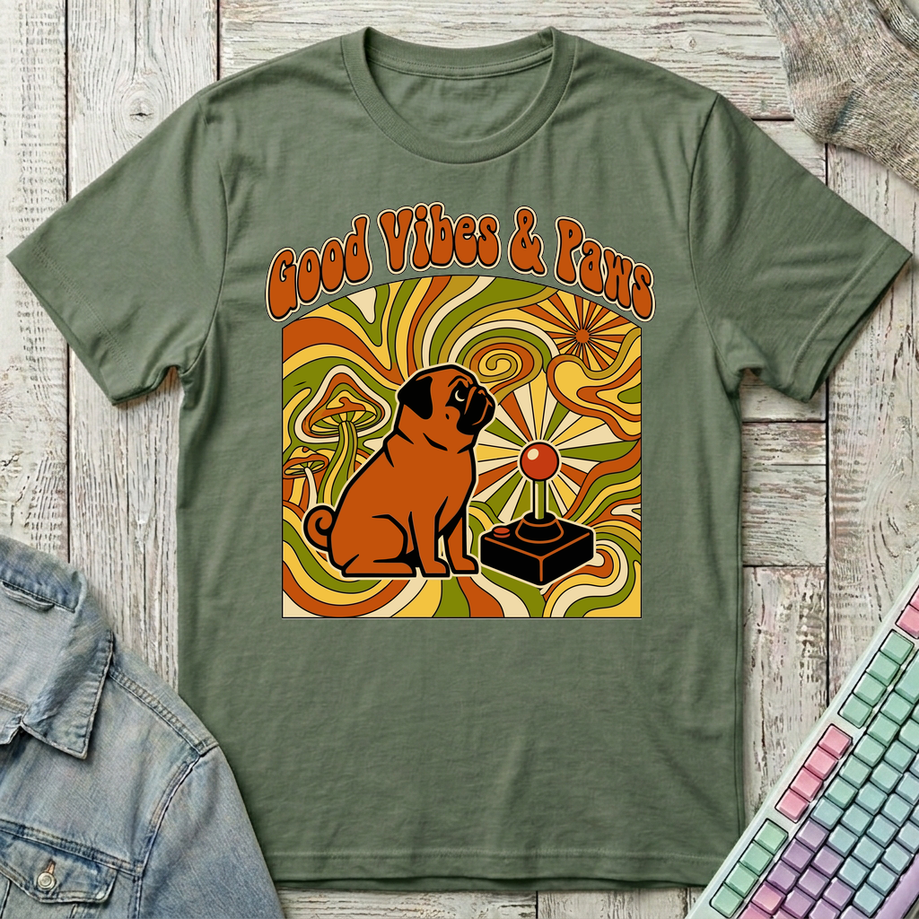 Good Vibes & Paws T-Shirt - Good Vibes & Paws_military_green