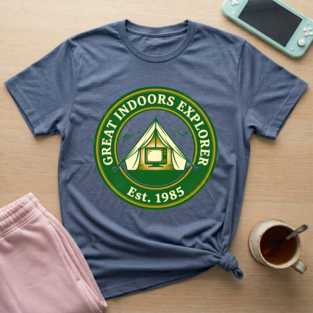 Great Indoors Explorer T-Shirt - Great Indoors Explorer_heather_indigo