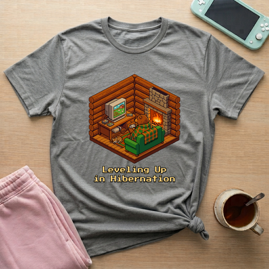 Hibernate & Level Up T-Shirt - Hibernate & Level Up_graphite_heather