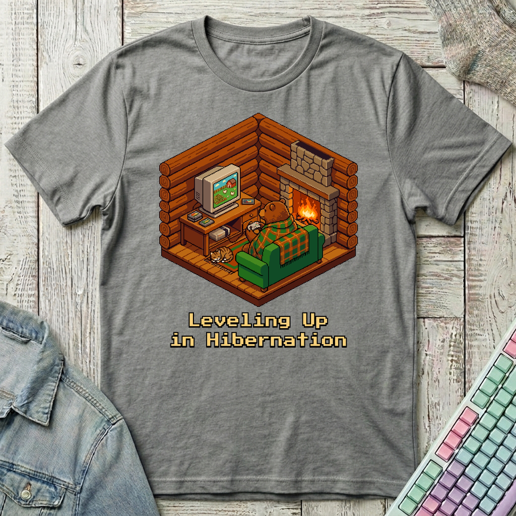 Hibernate & Level Up T-Shirt - Hibernate & Level Up_graphite_heather