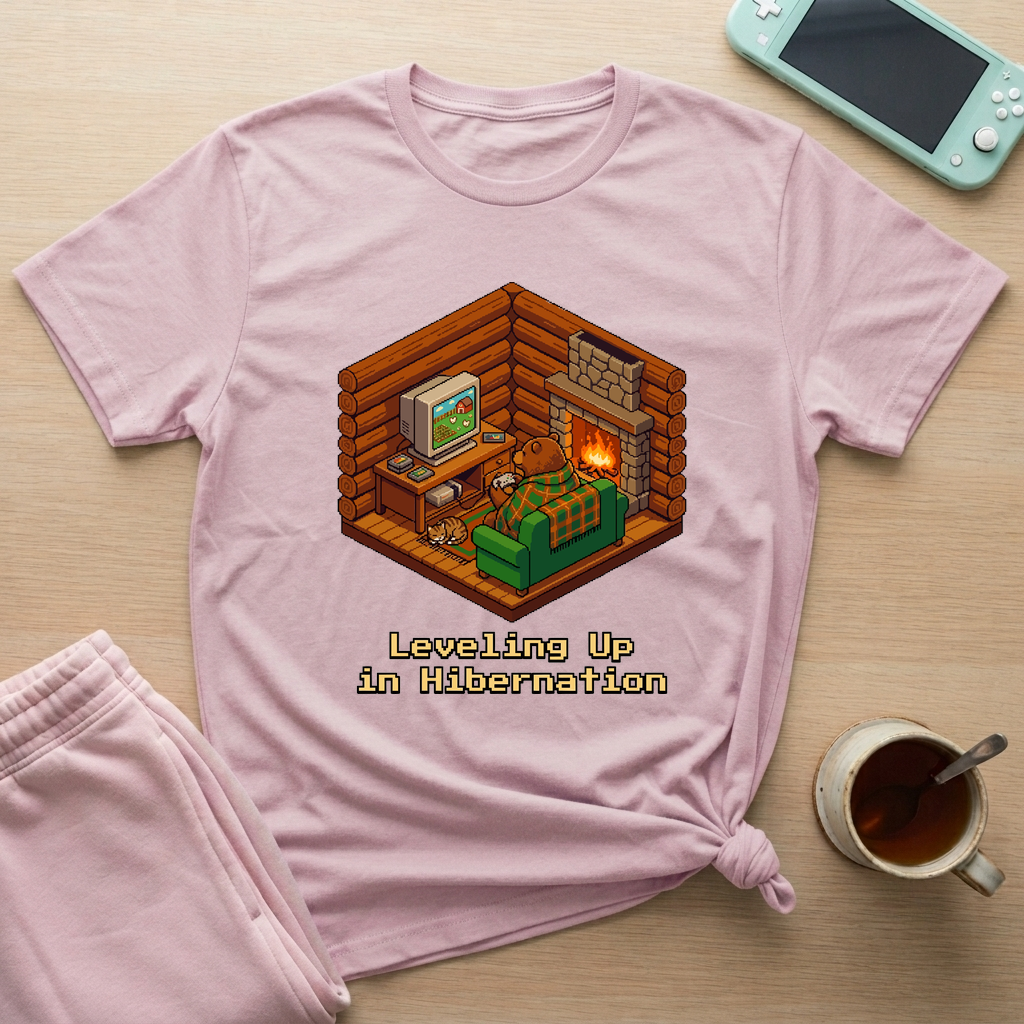 Hibernate & Level Up T-Shirt - Hibernate & Level Up_light_pink