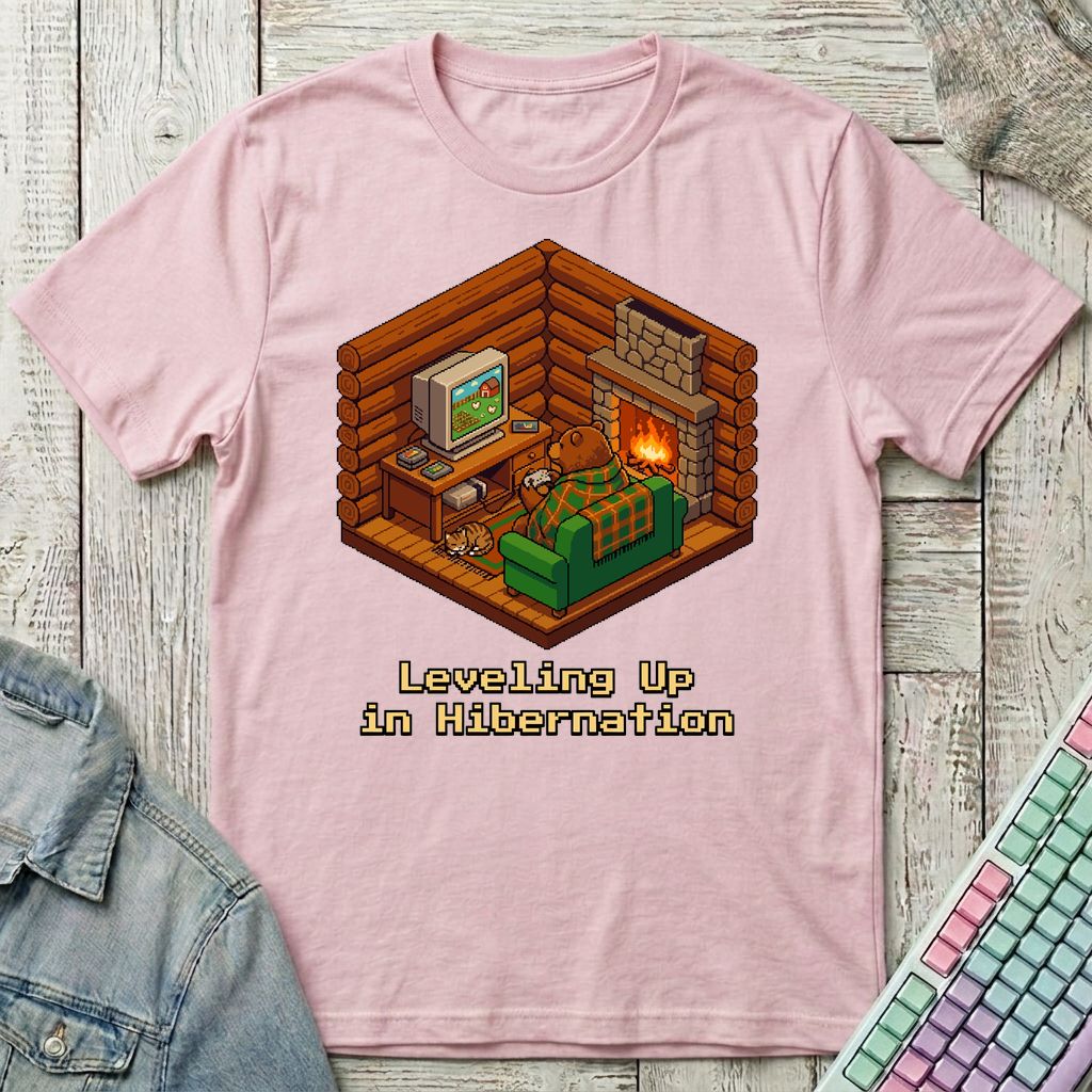 Hibernate & Level Up T-Shirt - Hibernate & Level Up_light_pink