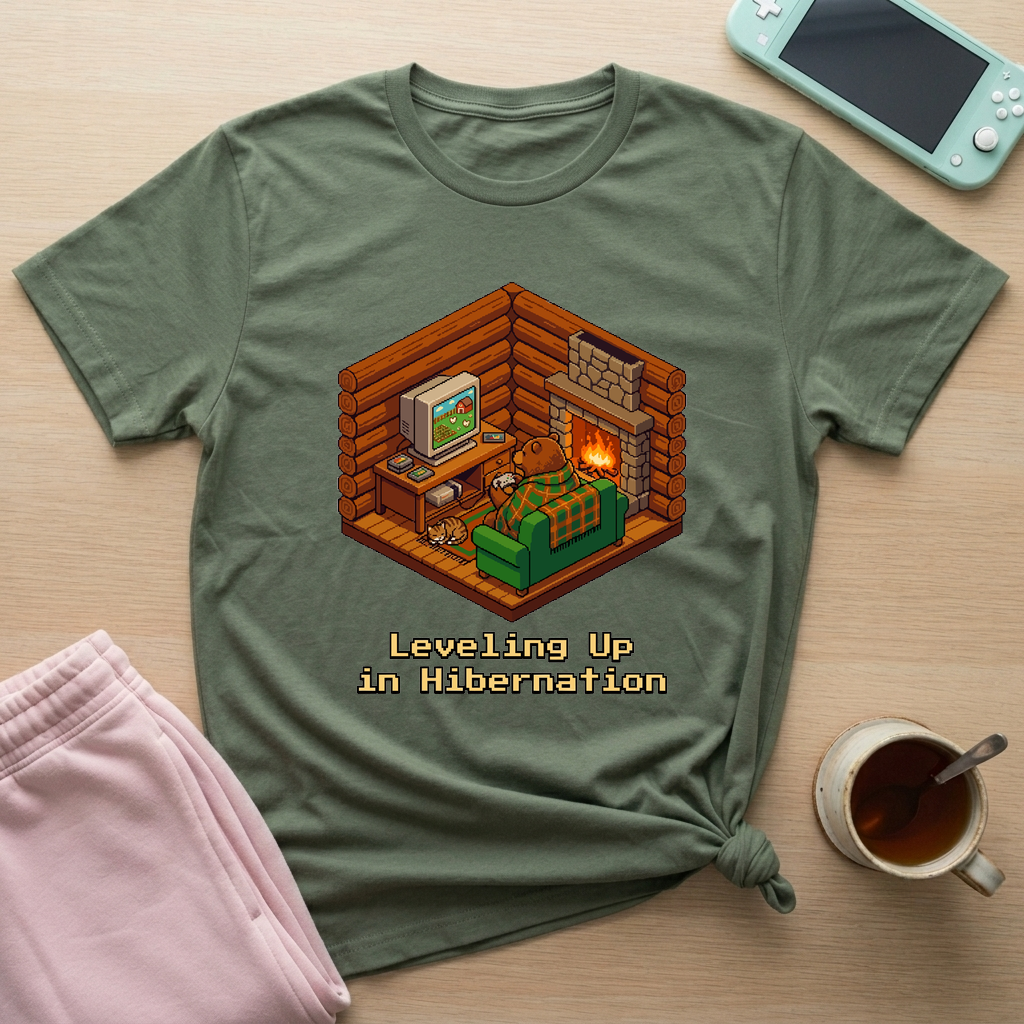 Hibernate & Level Up T-Shirt - Hibernate & Level Up_military_green