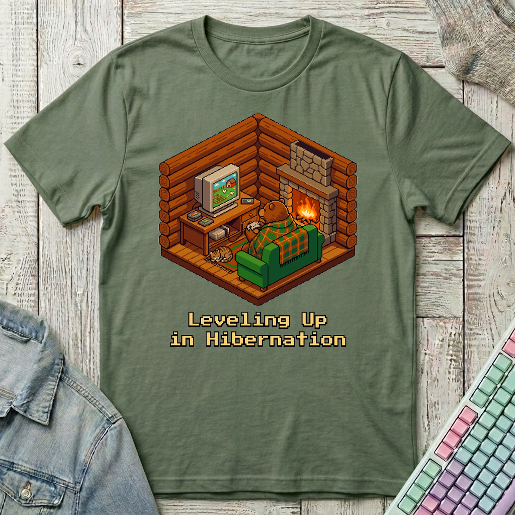 Hibernate & Level Up T-Shirt - Hibernate & Level Up_military_green