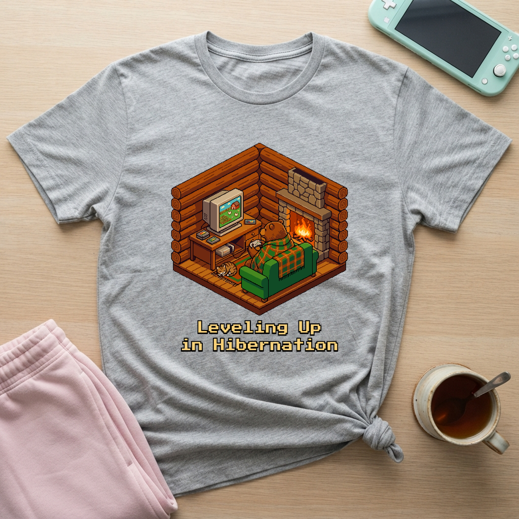 Hibernate & Level Up T-Shirt - Hibernate & Level Up_sport_grey