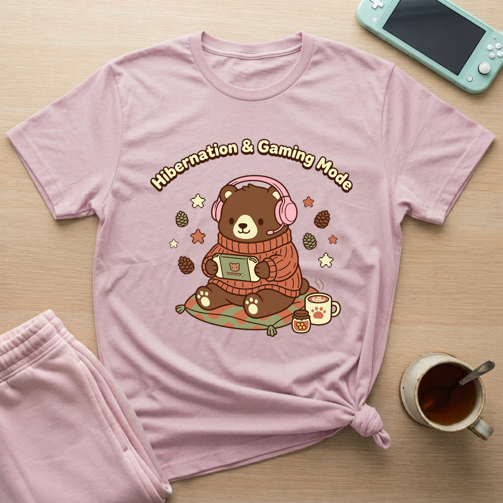 Hibernation Gaming Mode T-Shirt - Hibernation Gaming Mode_light_pink