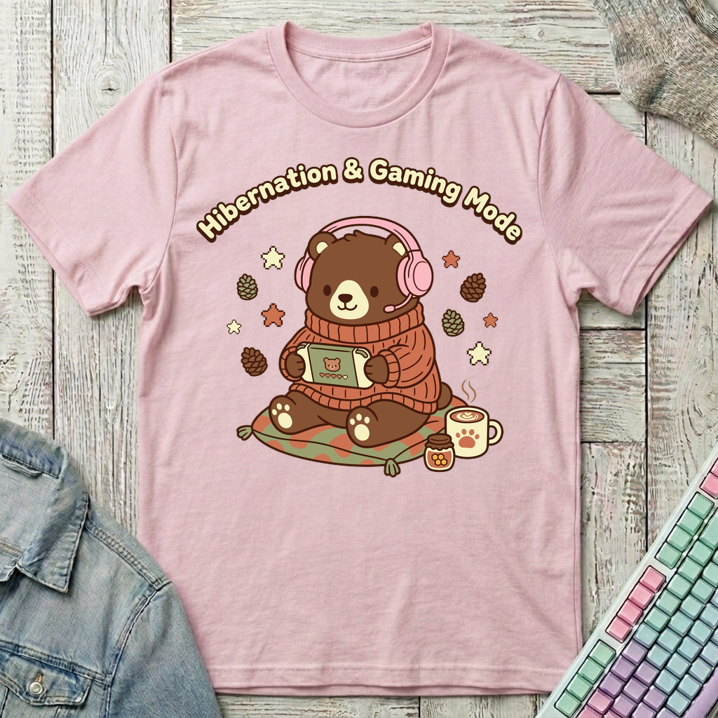 Hibernation Gaming Mode T-Shirt - Hibernation Gaming Mode_light_pink
