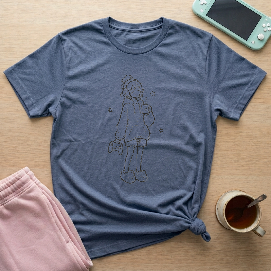 Hot Cocoa Gamer T-Shirt - Hot Cocoa Gamer_heather_indigo