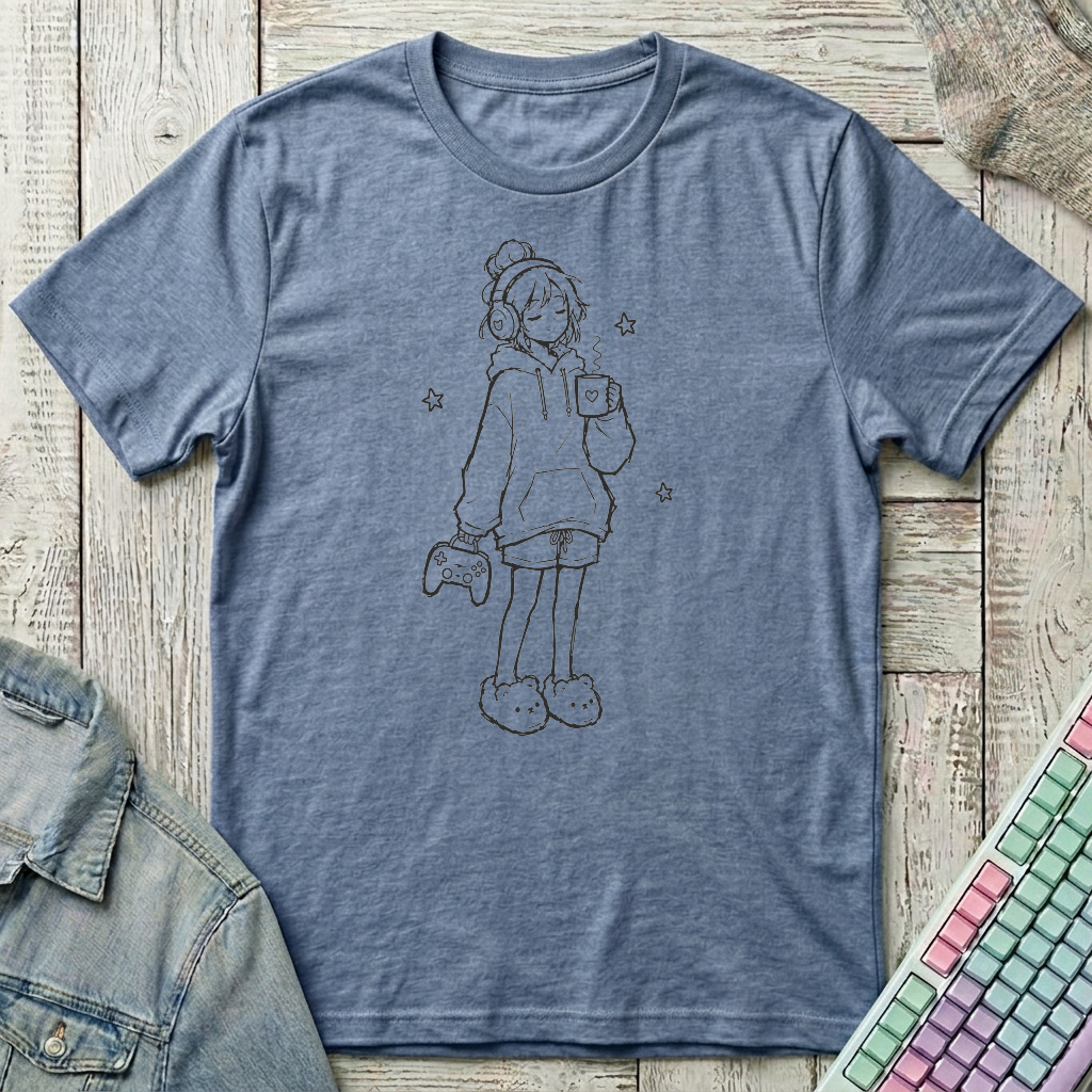 Hot Cocoa Gamer T-Shirt - Hot Cocoa Gamer_heather_indigo