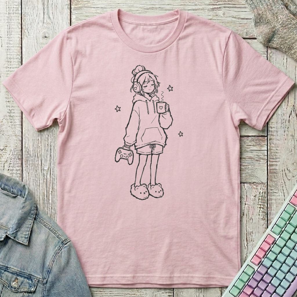 Hot Cocoa Gamer T-Shirt - Hot Cocoa Gamer_light_pink