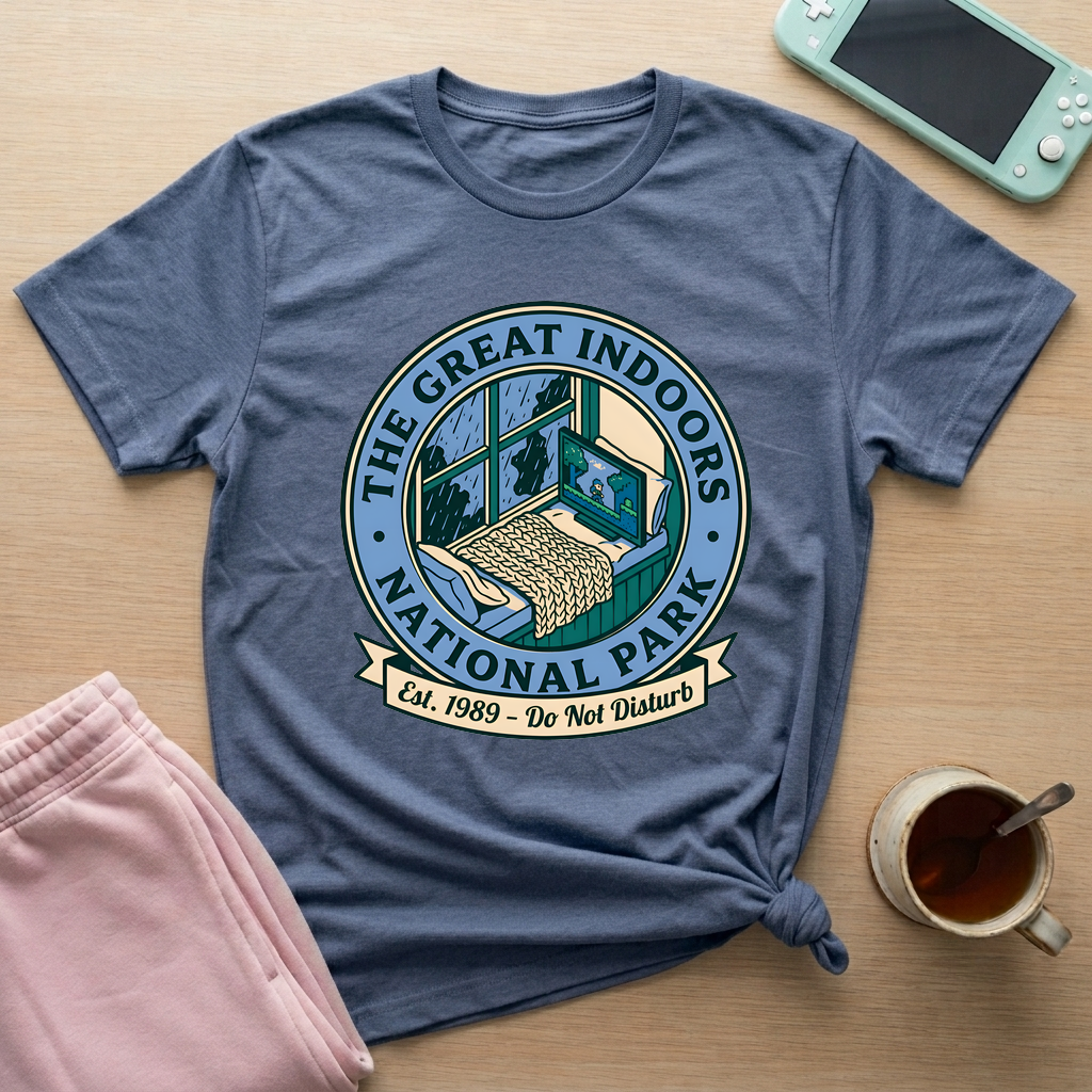Indoor Camping Mode T-Shirt - Indoor Camping Mode_heather_indigo