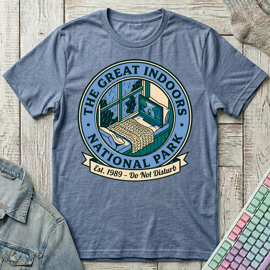 Indoor Camping Mode T-Shirt - Indoor Camping Mode_heather_indigo
