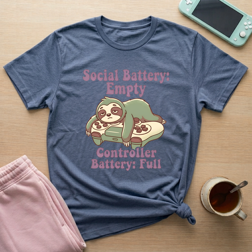 Introvert Recharge T-Shirt - Introvert Recharge_heather_indigo