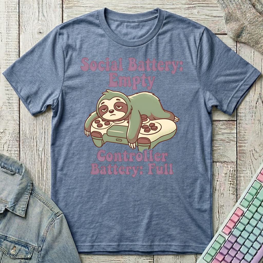 Introvert Recharge T-Shirt - Introvert Recharge_heather_indigo