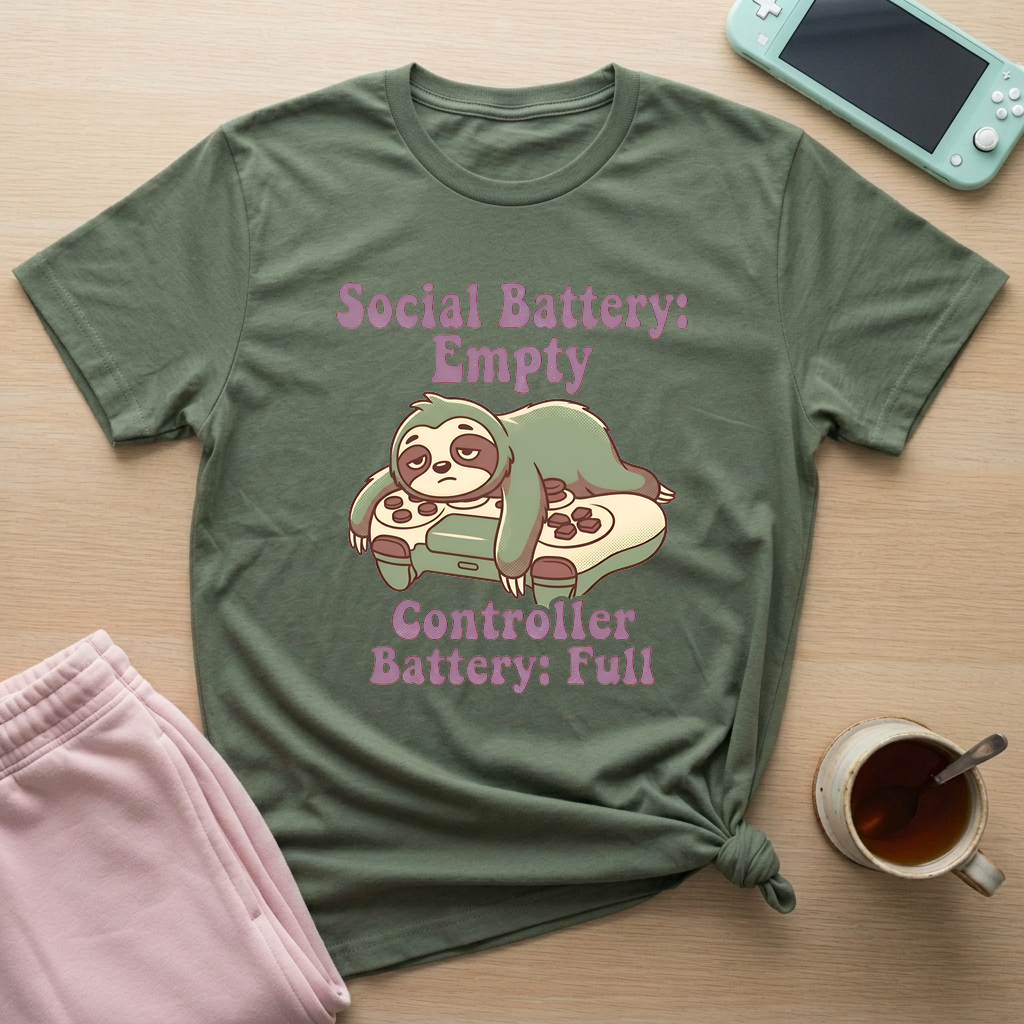 Introvert Recharge T-Shirt - Introvert Recharge_military_green