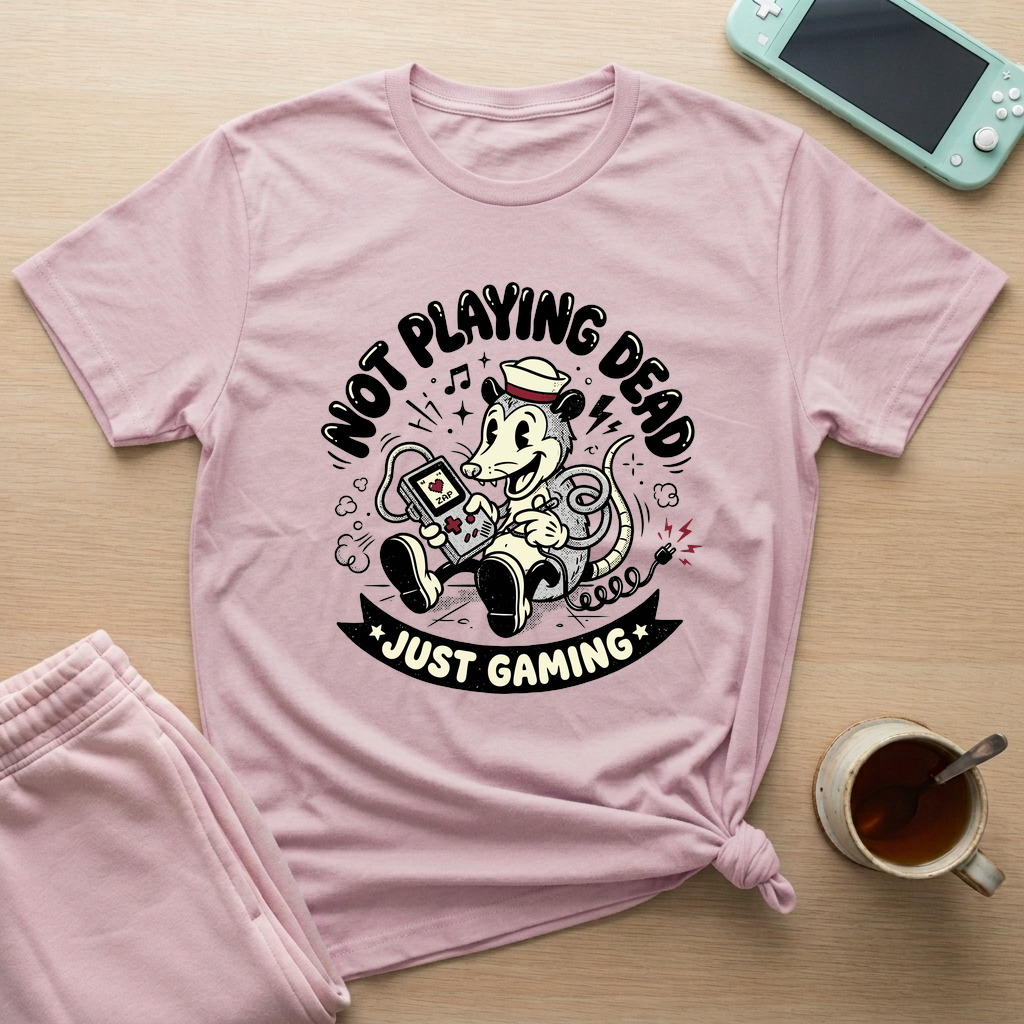 Just Gaming – Retro Possum T-Shirt - Just Gaming – Retro Possum_light_pink