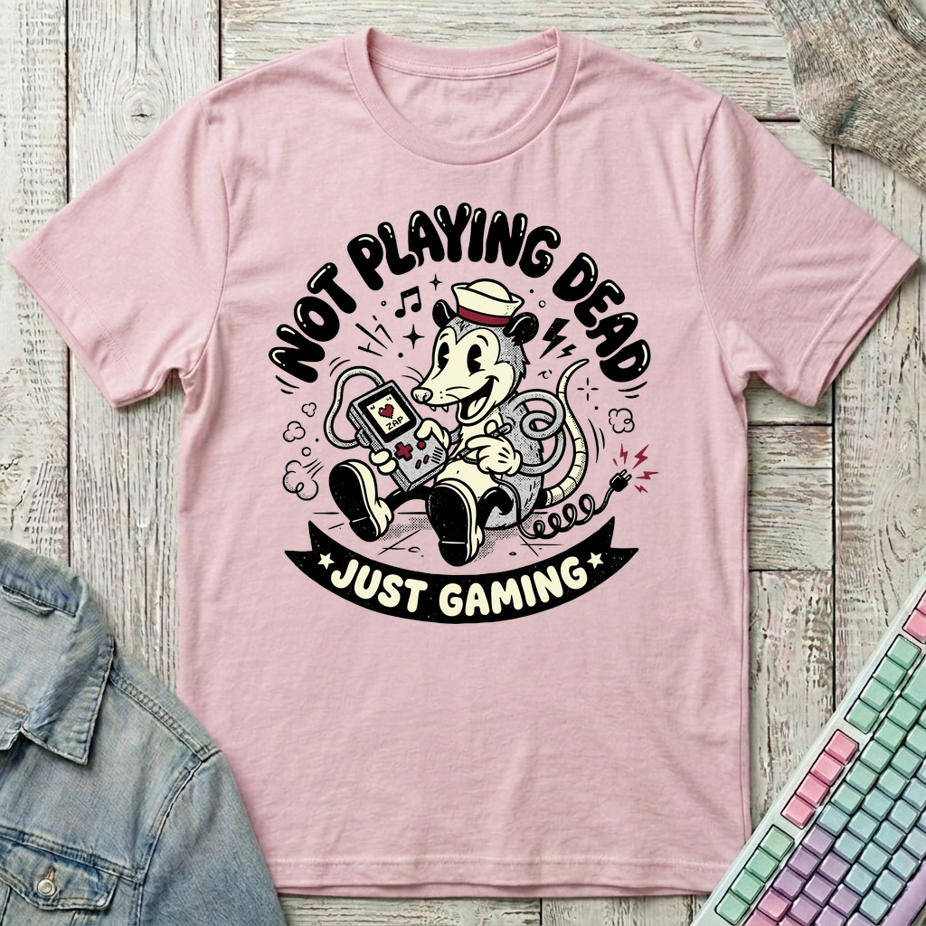 Just Gaming – Retro Possum T-Shirt - Just Gaming – Retro Possum_light_pink