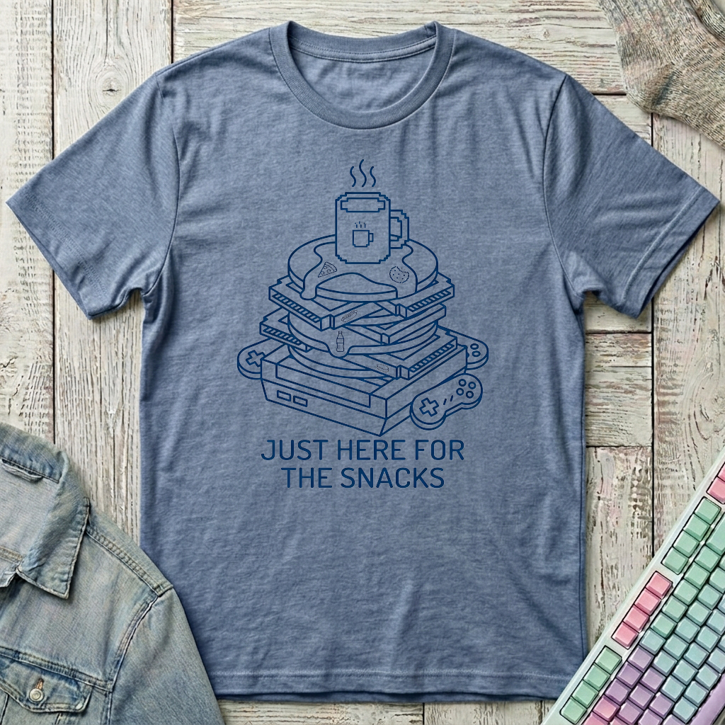 Just Here For The Snacks T-Shirt - Just Here For The Snacks_heather_indigo