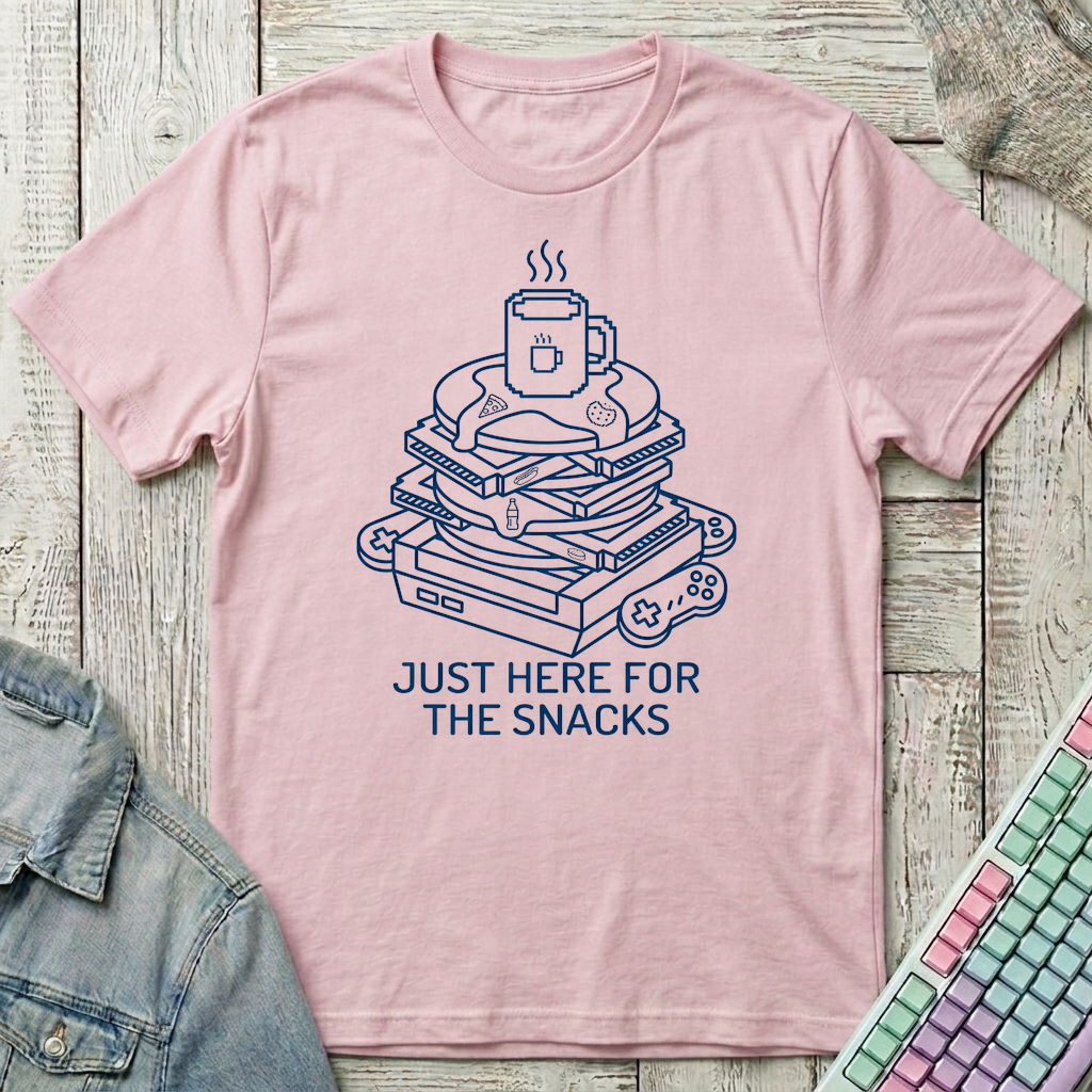 Just Here For The Snacks T-Shirt - Just Here For The Snacks_light_pink