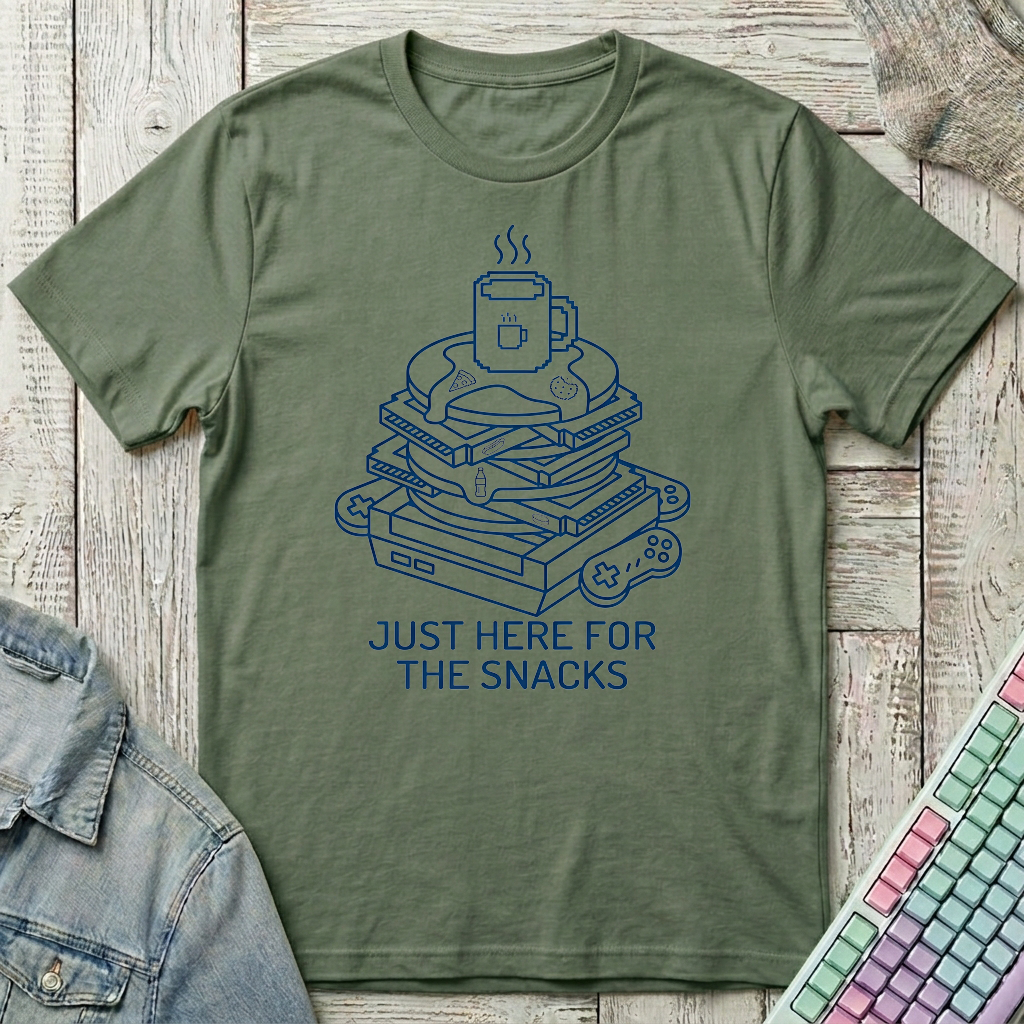 Just Here For The Snacks T-Shirt - Just Here For The Snacks_military_green