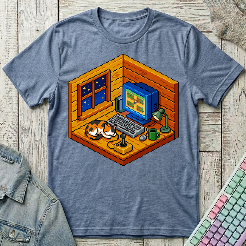 Late Night Farm Mode T-Shirt - Late Night Farm Mode_heather_indigo