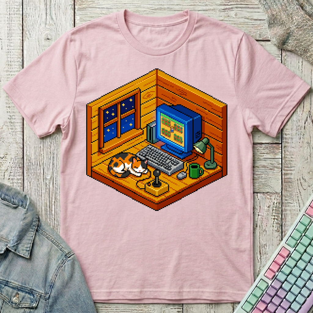 Late Night Farm Mode T-Shirt - Late Night Farm Mode_light_pink