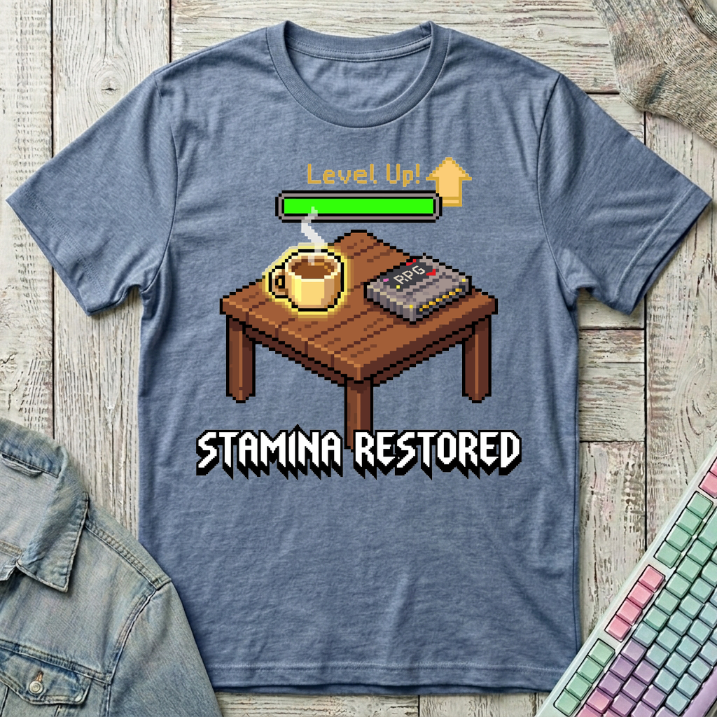 Level Up Your Stamina T-Shirt - Level Up Your Stamina_heather_indigo