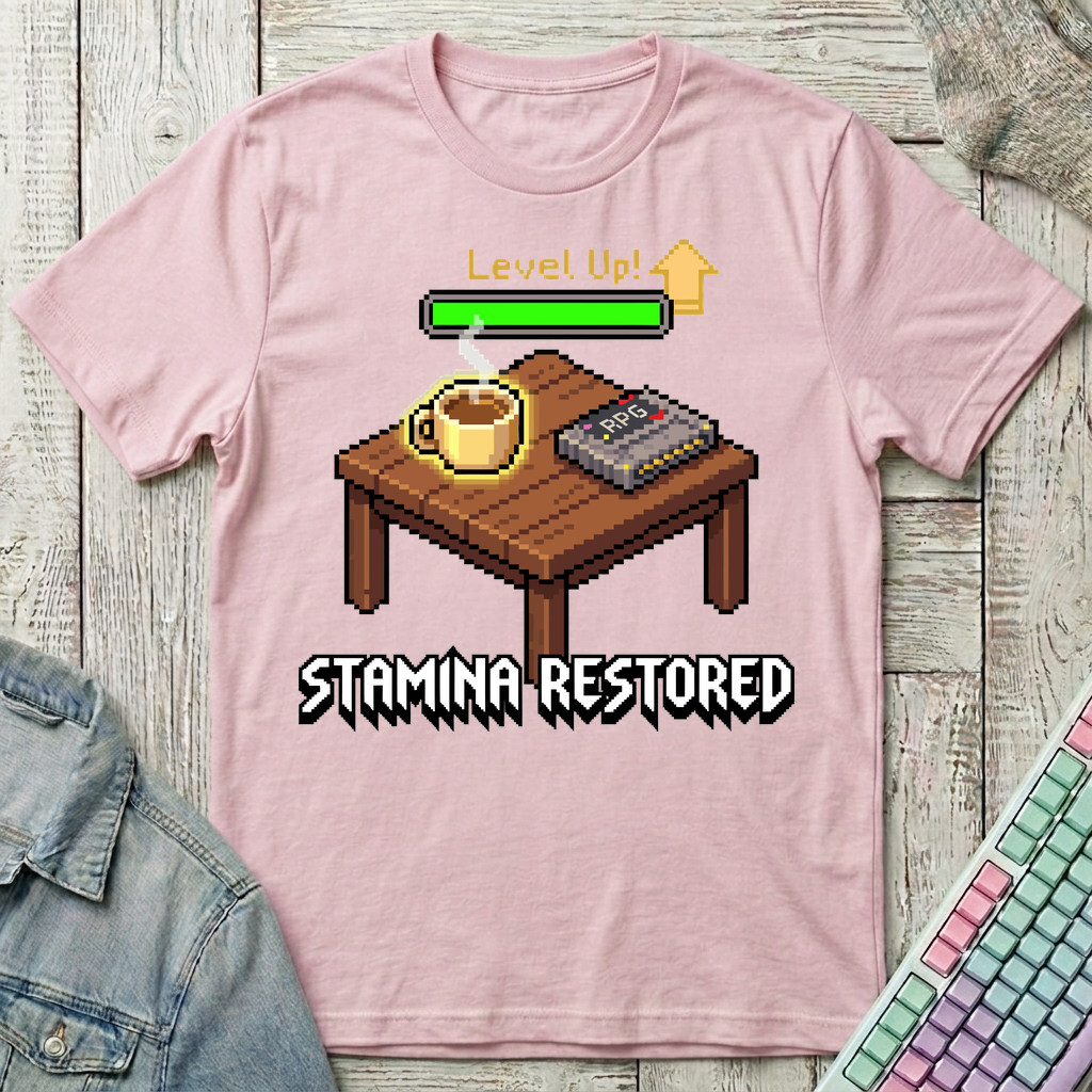 Level Up Your Stamina T-Shirt - Level Up Your Stamina_light_pink