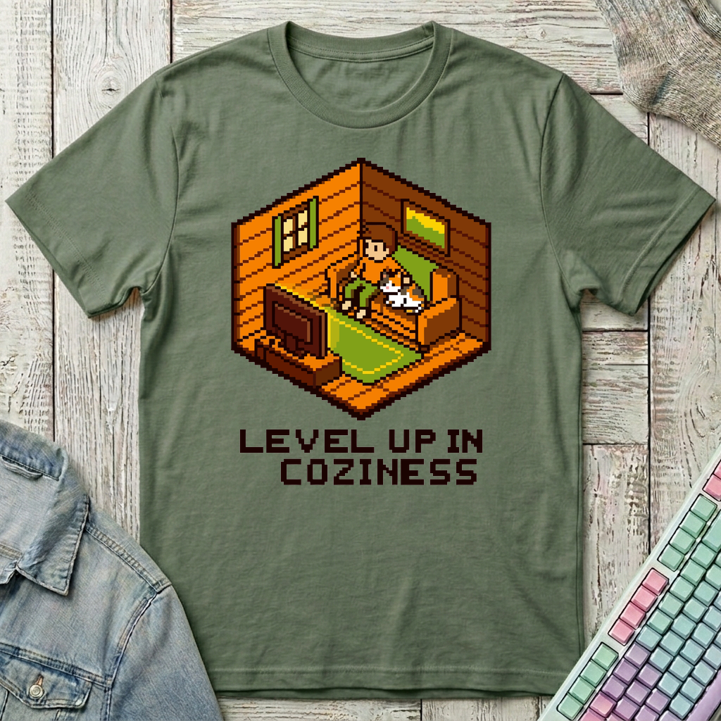Level Up in Coziness T-Shirt - Level Up in Coziness_military_green