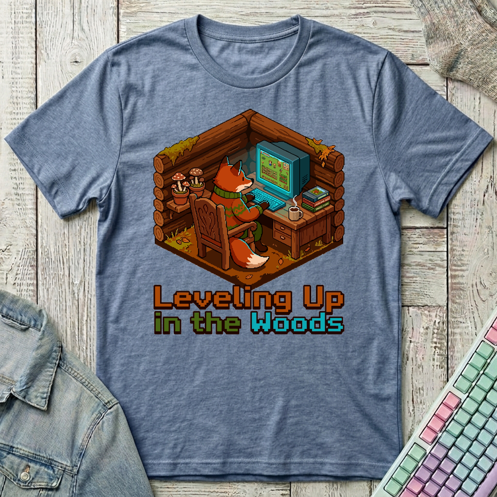 Leveling Up Off-Grid T-Shirt - Leveling Up Off-Grid_heather_indigo
