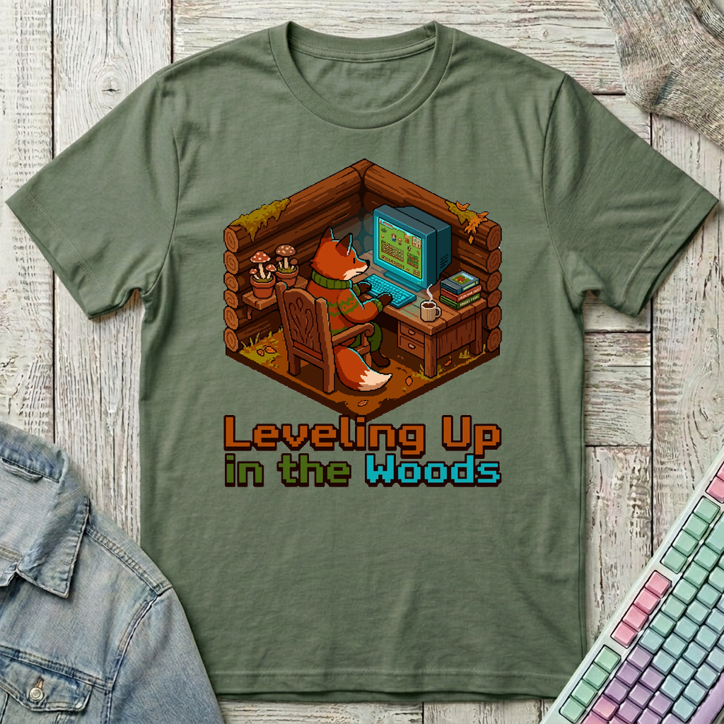 Leveling Up Off-Grid T-Shirt - Leveling Up Off-Grid_military_green