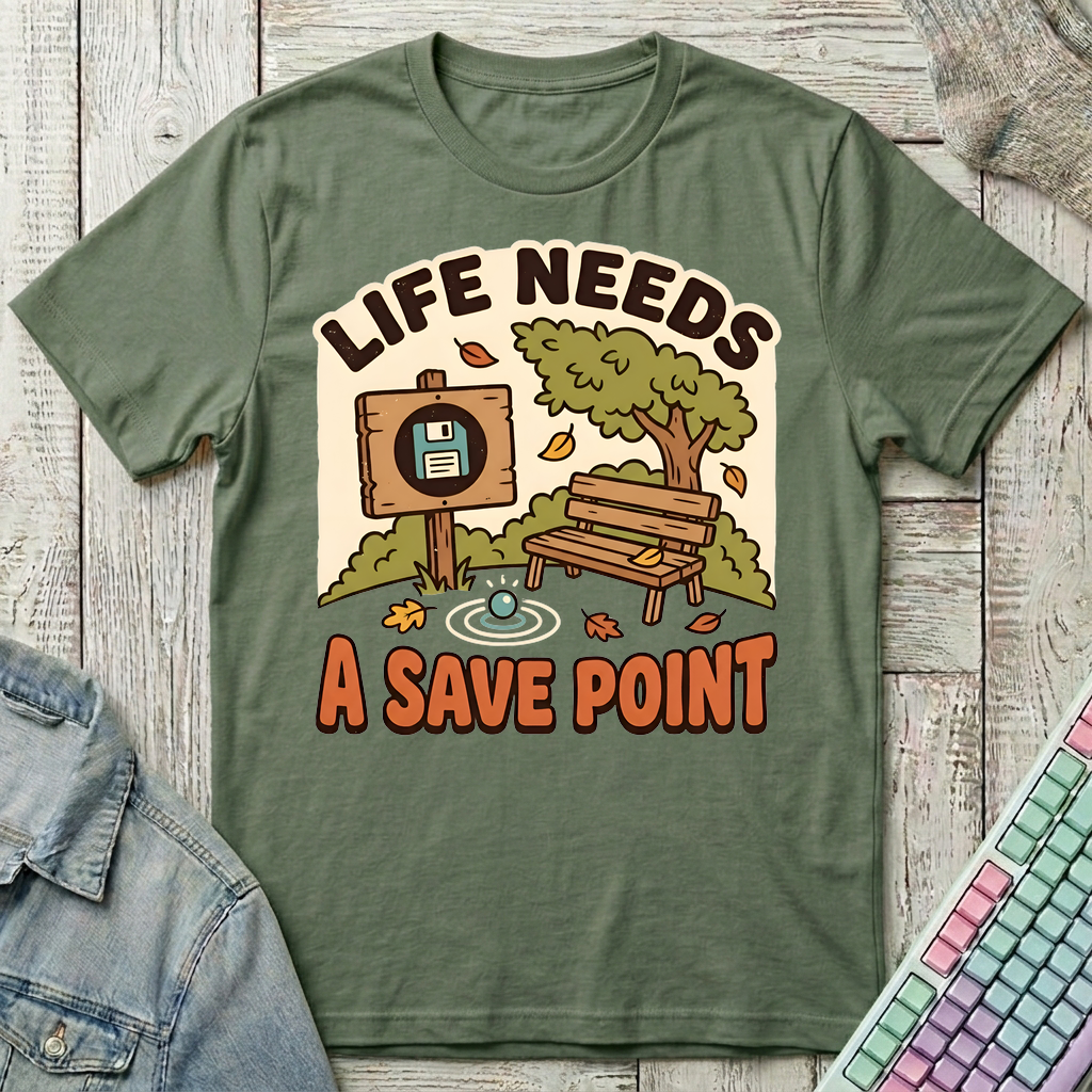 Life Needs A Save Point T-Shirt - Life Needs A Save Point_military_green