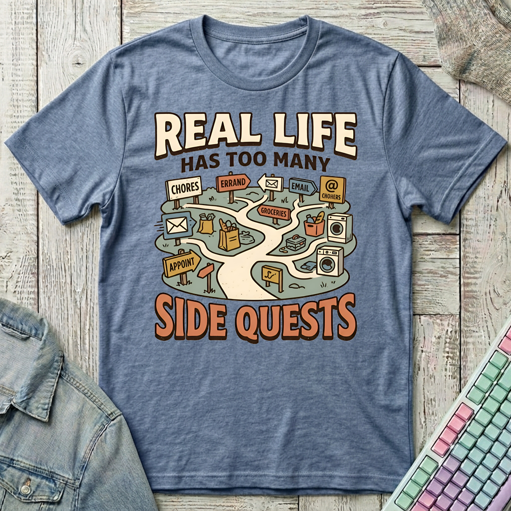 Life Side Quests T-Shirt - Life Side Quests_heather_indigo