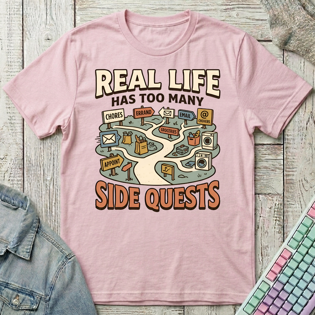 Life Side Quests T-Shirt - Life Side Quests_light_pink