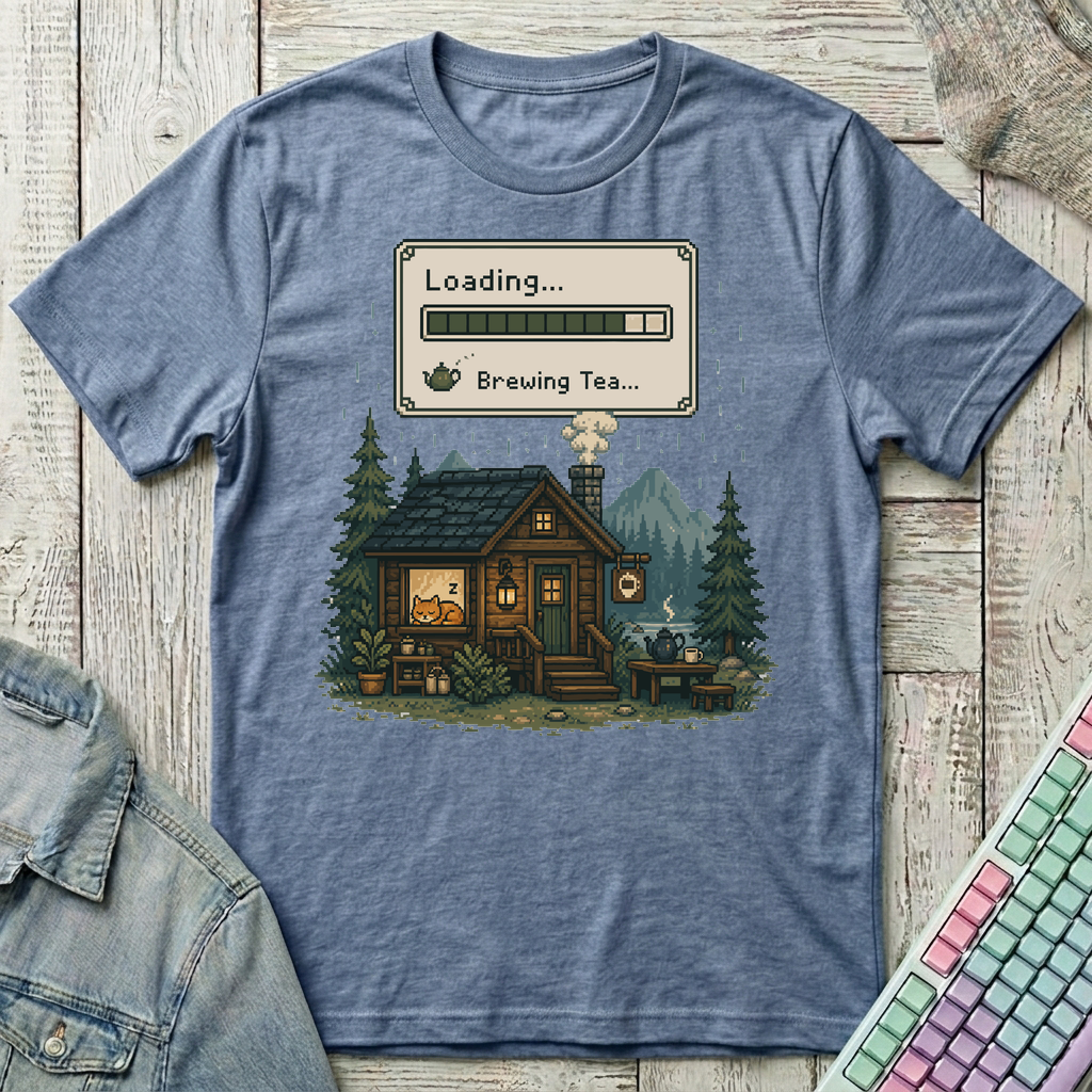 Loading – Brewing Tea T-Shirt - Loading – Brewing Tea_heather_indigo