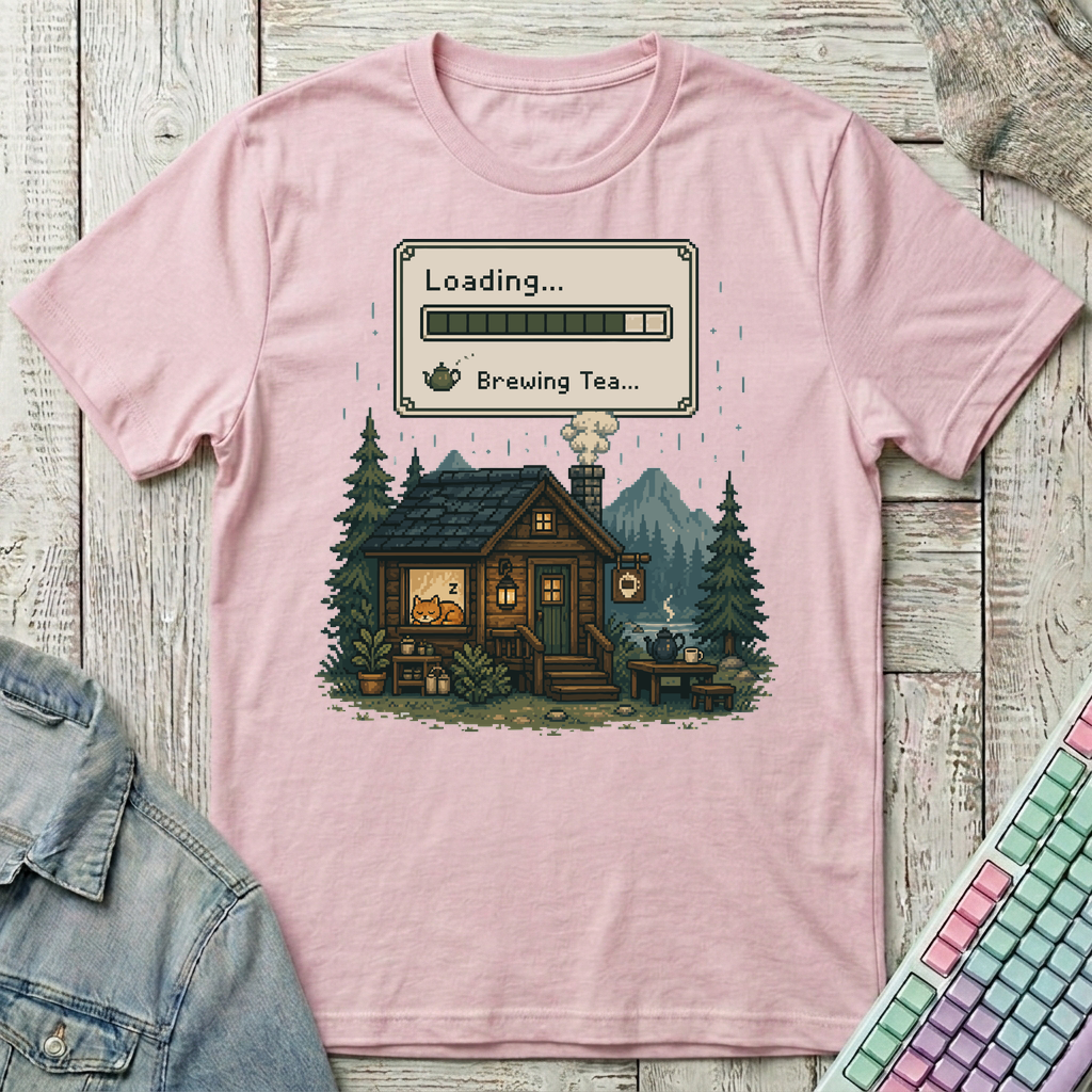 Loading – Brewing Tea T-Shirt - Loading – Brewing Tea_light_pink