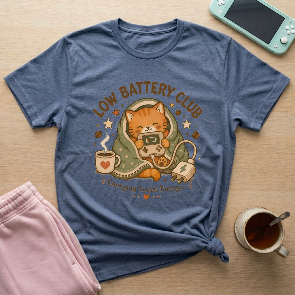 Low Battery Club T-Shirt - Low Battery Club_heather_indigo