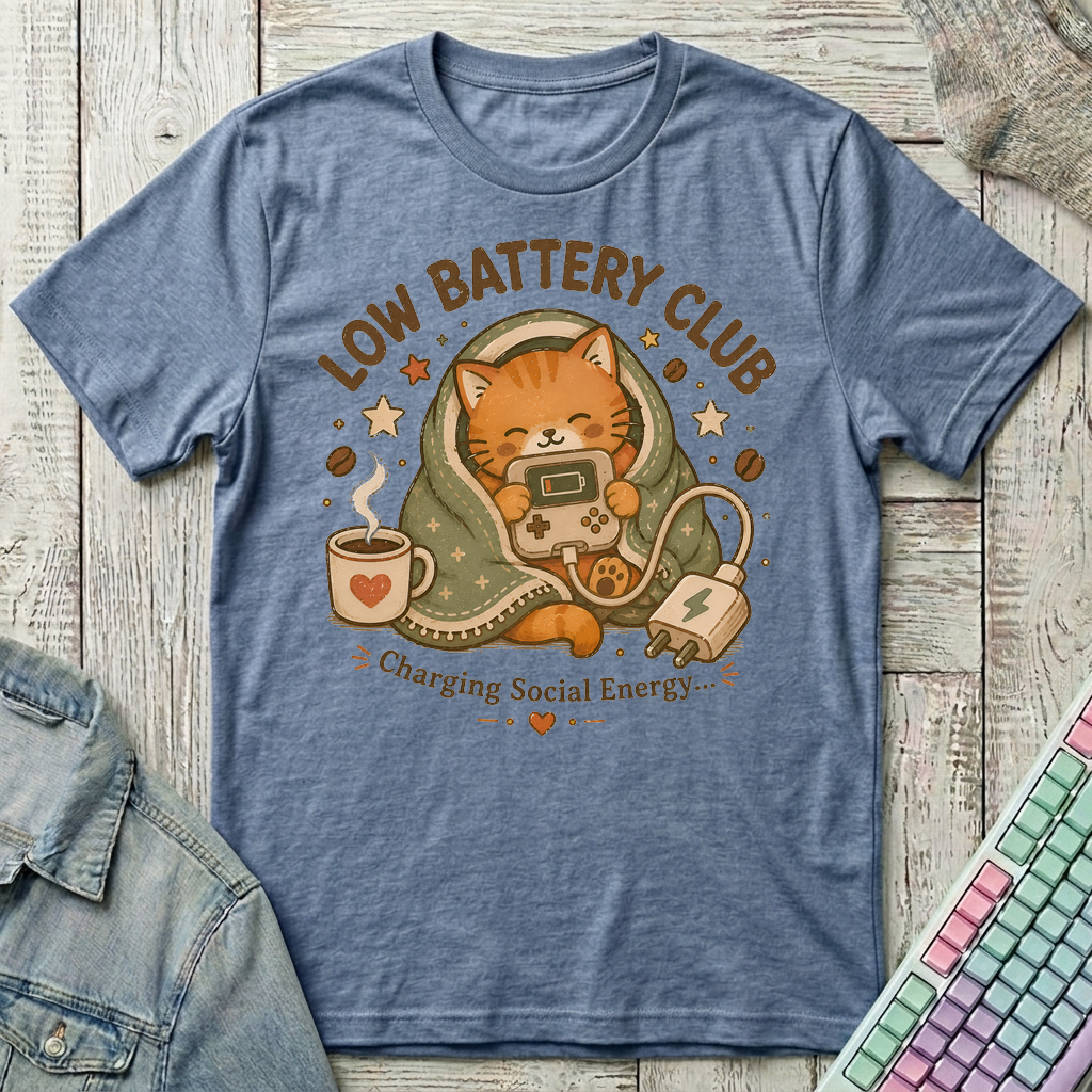 Low Battery Club T-Shirt - Low Battery Club_heather_indigo