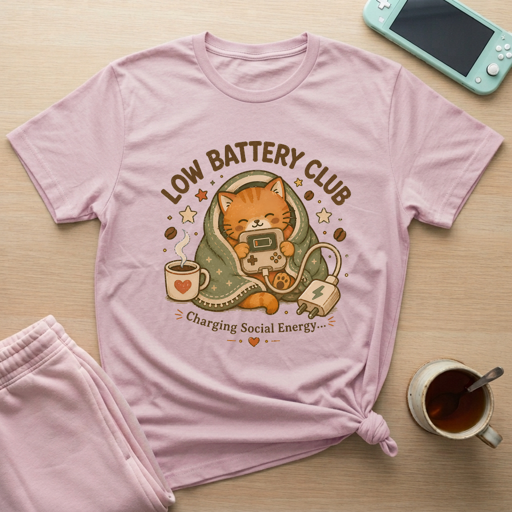 Low Battery Club T-Shirt - Low Battery Club_light_pink