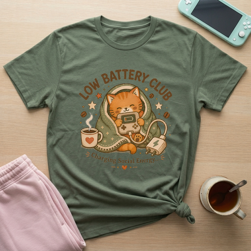 Low Battery Club T-Shirt - Low Battery Club_military_green
