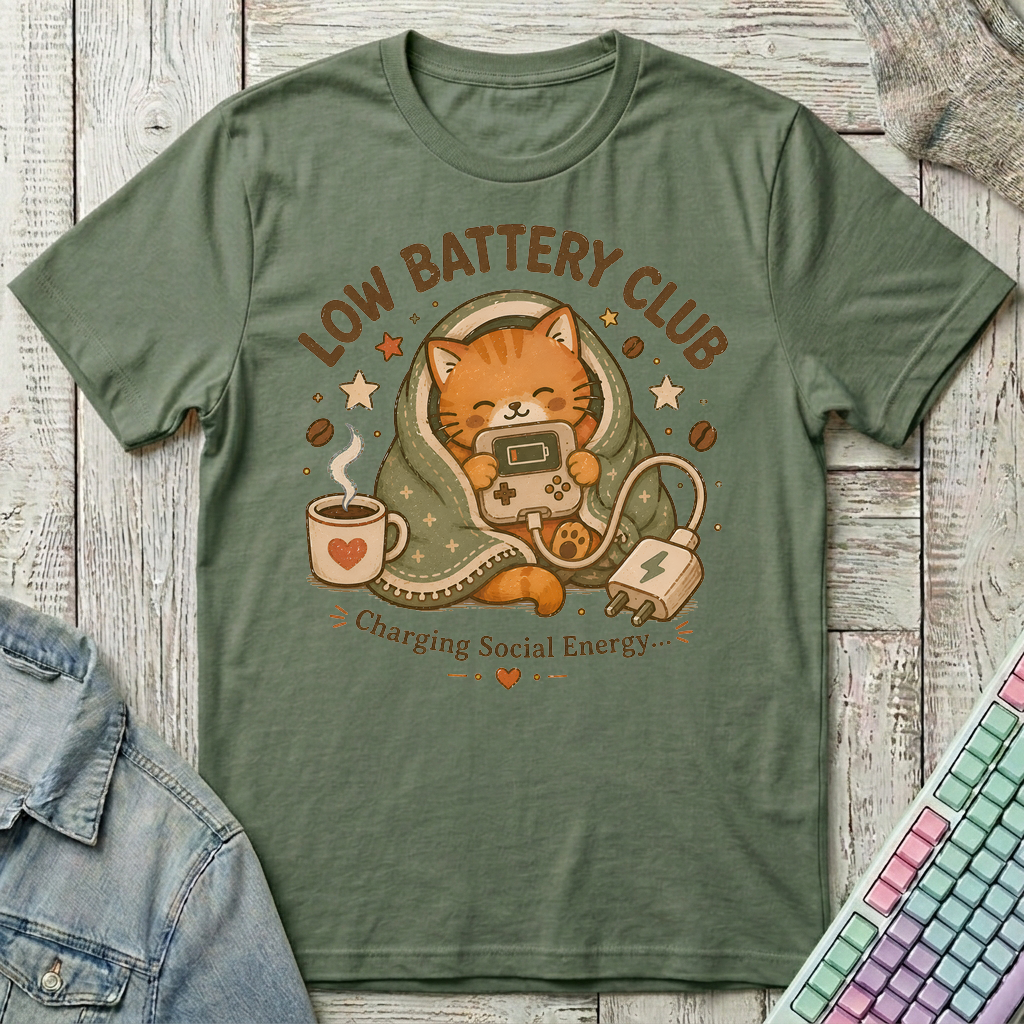 Low Battery Club T-Shirt - Low Battery Club_military_green