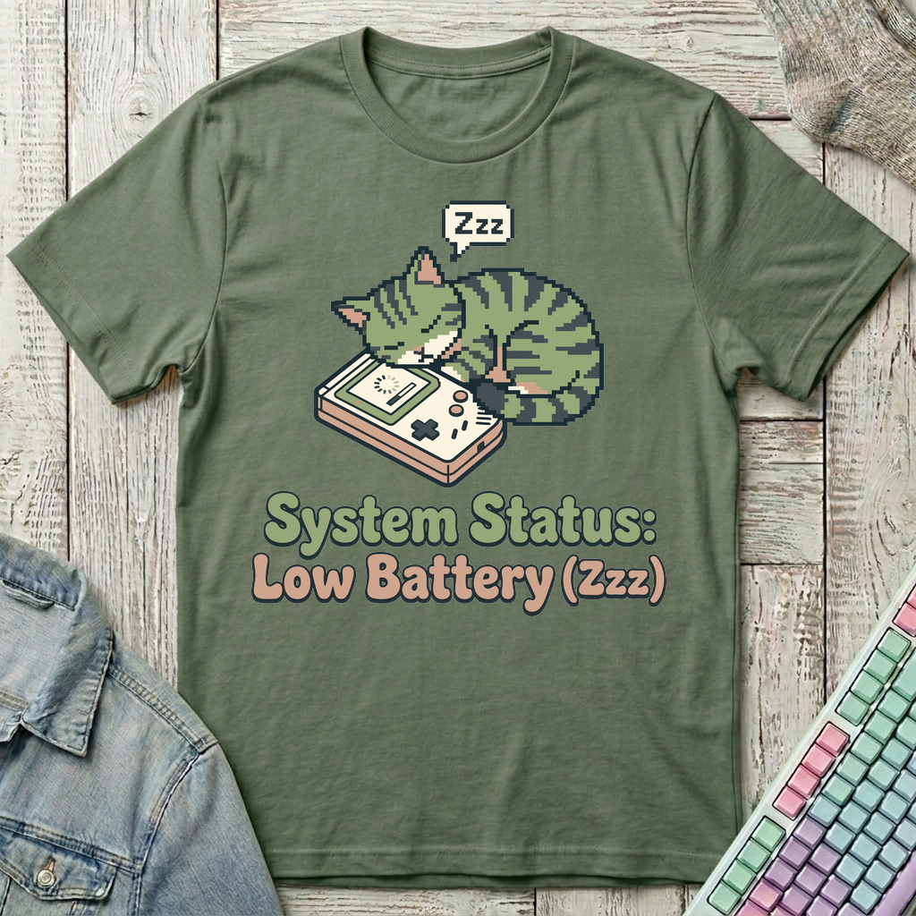 Low Battery Nap T-Shirt - Low Battery Nap_military_green