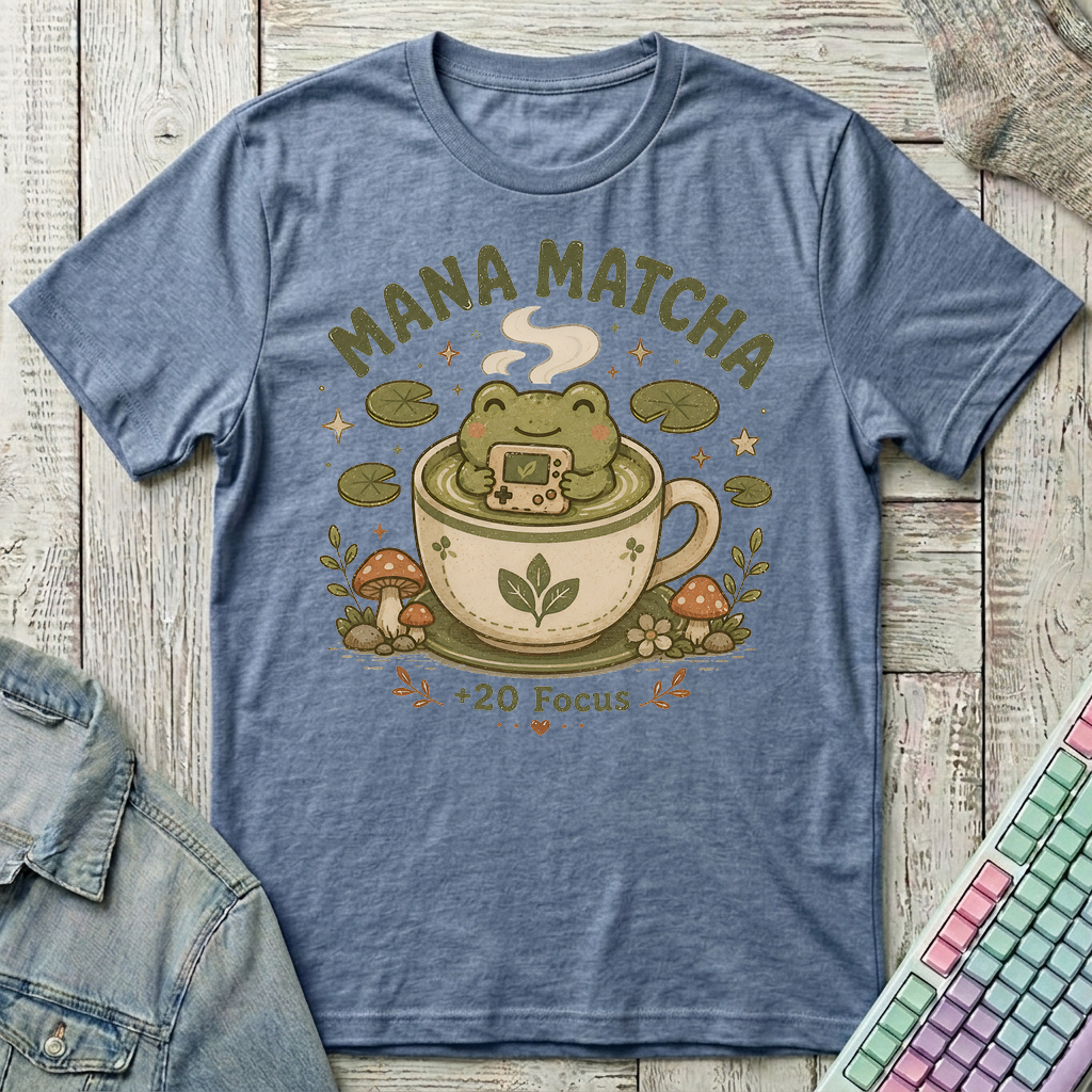 Mana Matcha – +20 Focus T-Shirt - Mana Matcha – +20 Focus_heather_indigo