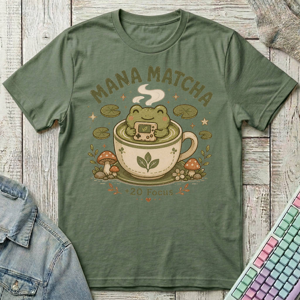 Mana Matcha – +20 Focus T-Shirt - Mana Matcha – +20 Focus_military_green