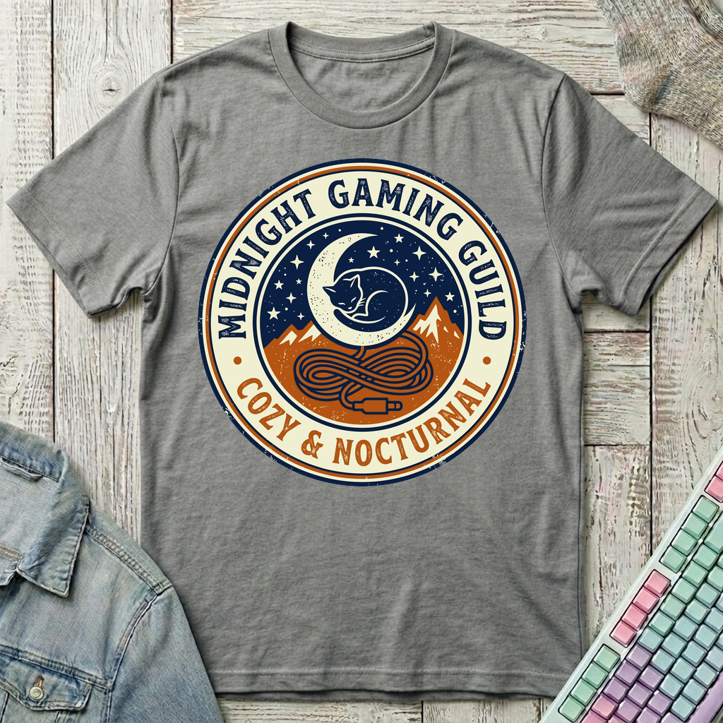 Midnight Gaming Guild – Cozy & Nocturnal T-Shirt - Midnight Gaming Guild – Cozy & Nocturnal_graphite_heather
