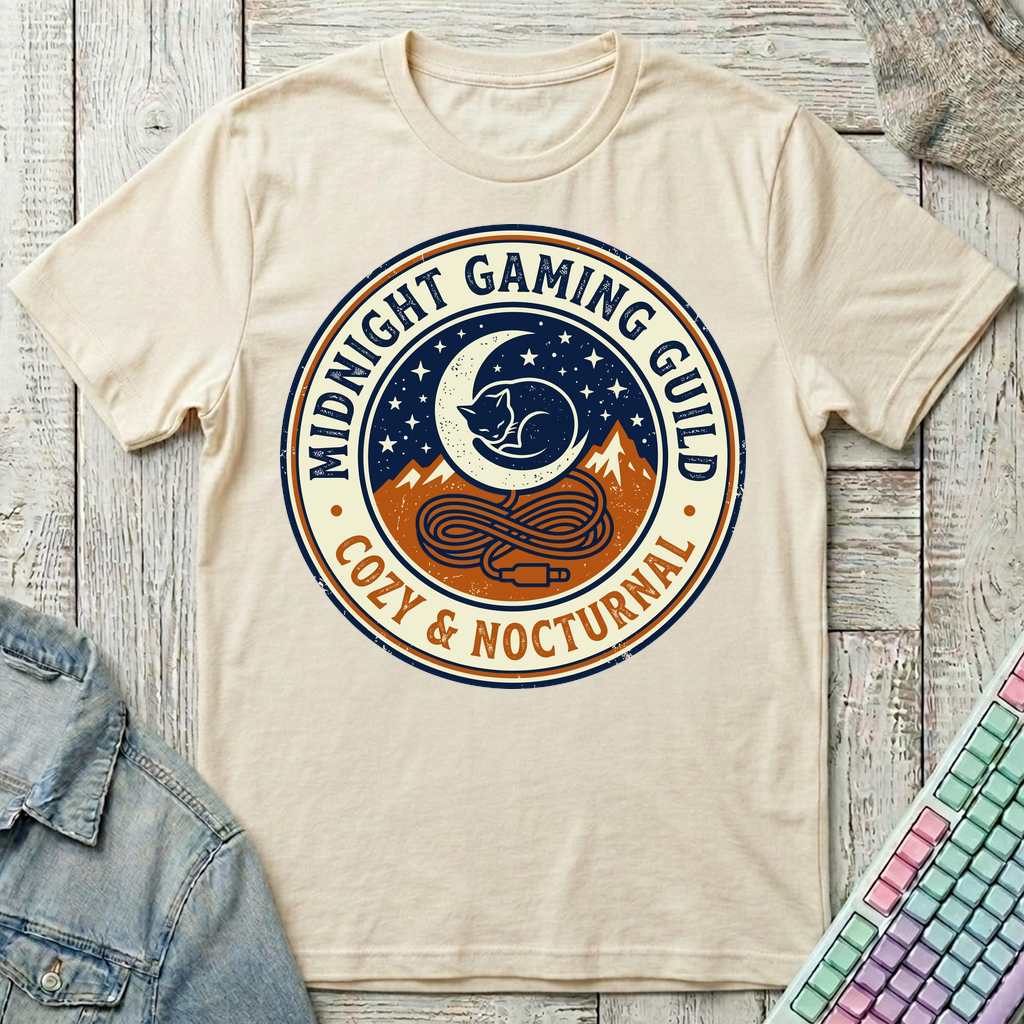 Midnight Gaming Guild – Cozy & Nocturnal T-Shirt - Midnight Gaming Guild – Cozy & Nocturnal_natural