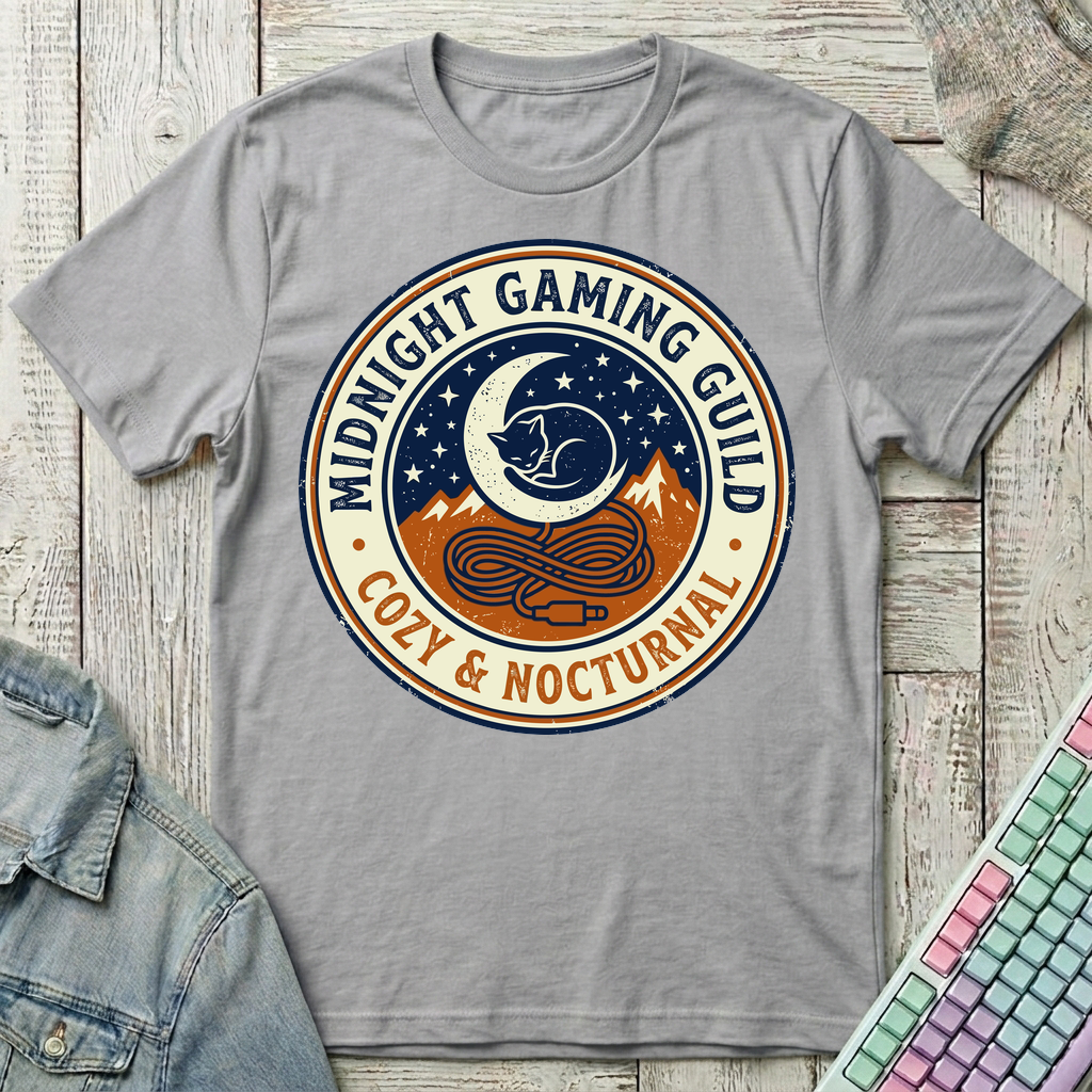 Midnight Gaming Guild – Cozy & Nocturnal T-Shirt - Midnight Gaming Guild – Cozy & Nocturnal_sport_grey