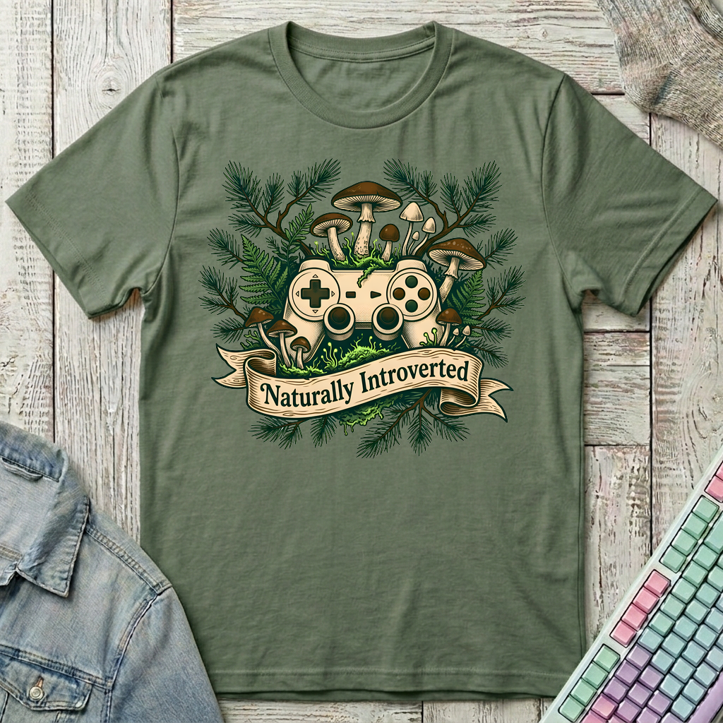 Naturally Introverted – Forest Gamer T-Shirt - Naturally Introverted – Forest Gamer_military_green