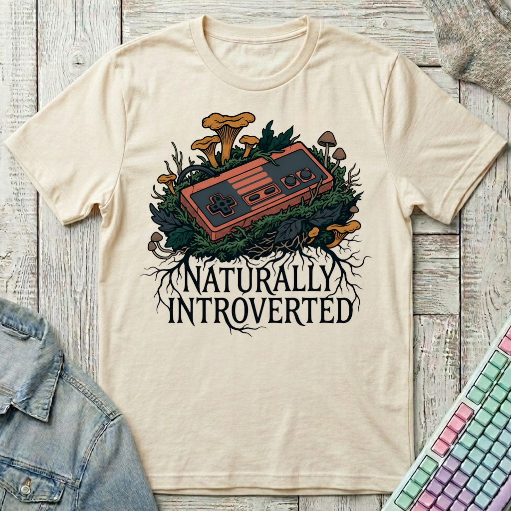 Naturally Introverted – Retro Controller T-Shirt - Naturally Introverted – Retro Controller_natural
