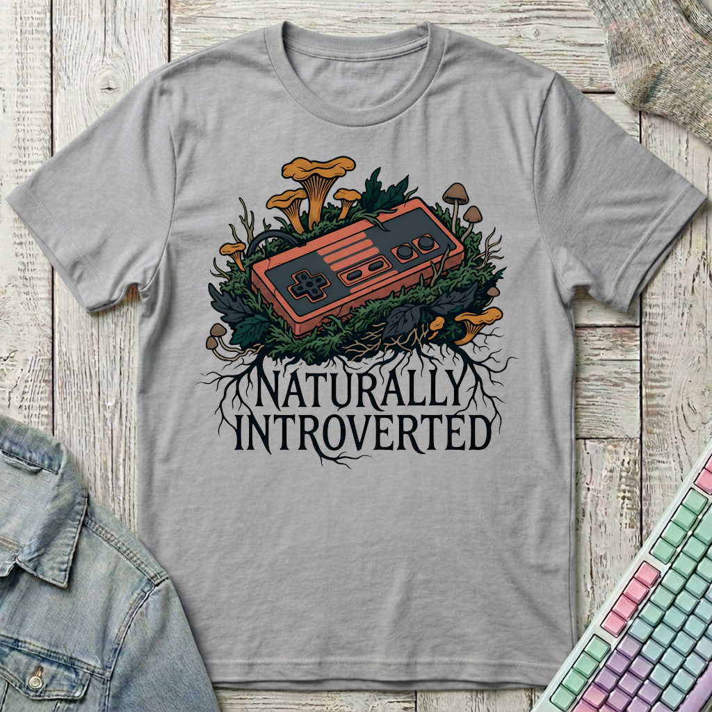 Naturally Introverted – Retro Controller T-Shirt - Naturally Introverted – Retro Controller_sport_grey